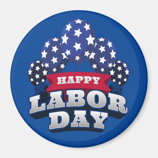 Happy Labour Day Red White Blue Stars  Magnet (Front)
