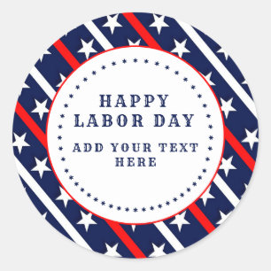 Happy Labour Day Stars and Stripes Classic Round Sticker