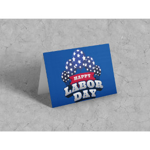Happy Labour Day Stars Red White Blue Card