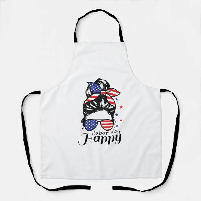Happy labour day US flag All-Over Print Apron (Front)
