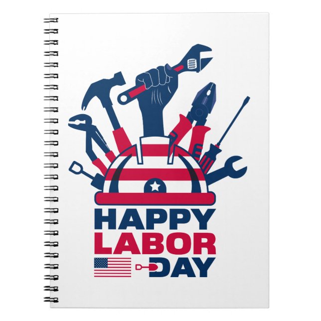 Happy Labour Day, USA Holiday Notebook (Front)