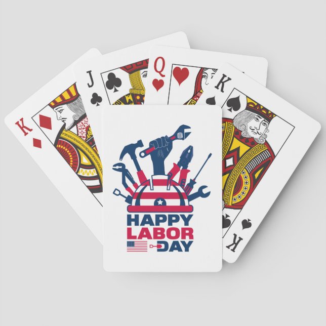 Happy Labour Day, USA Holiday Playing Cards (Back)
