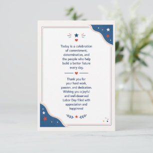 Happy Labour Day Worker Appreciation Thank You Card