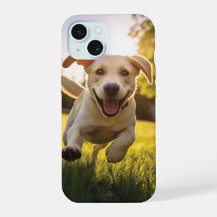 Happy Labrador Puppy Running iPhone 15 Case