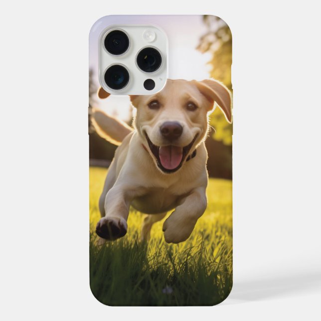 Happy Labrador Puppy Running  iPhone Case (Back)