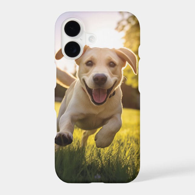 Happy Labrador Puppy Running  iPhone Case (Back)