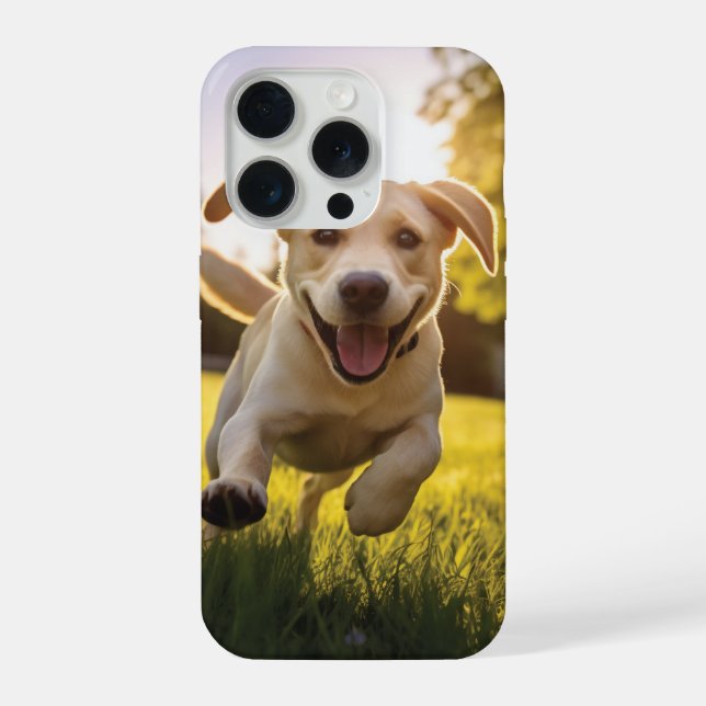 Happy Labrador Puppy Running  iPhone Case (Back)
