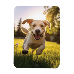 Happy Labrador Puppy Running Magnet