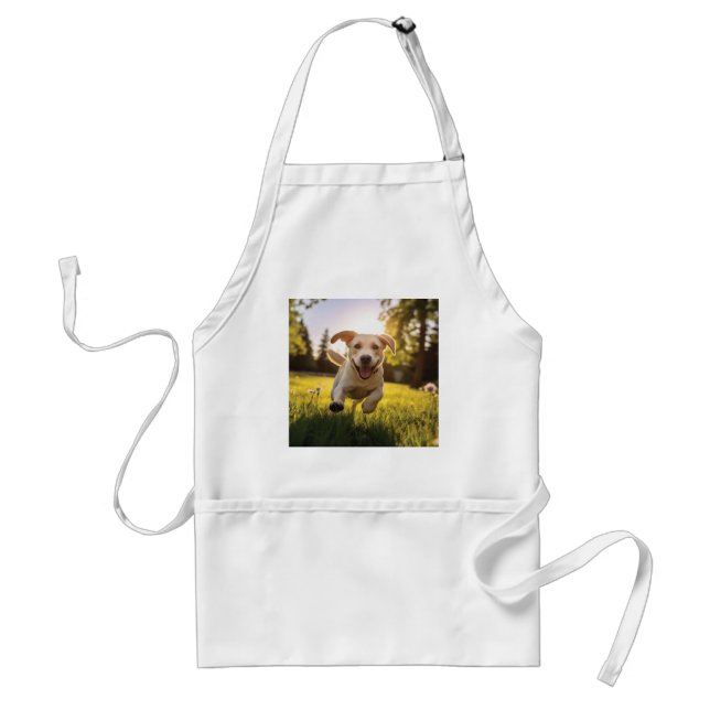 Happy Labrador Puppy Running  Standard Apron (Front)