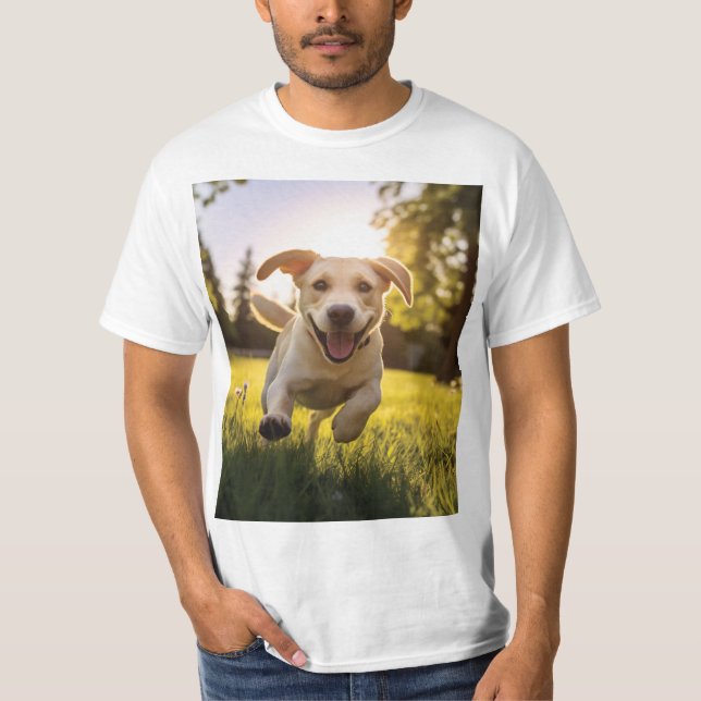 Happy Labrador Puppy Running  T-Shirt (Front)