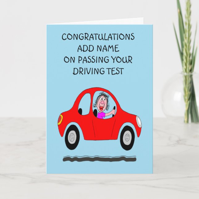 Happy lady driver just passed driving test card (Front)