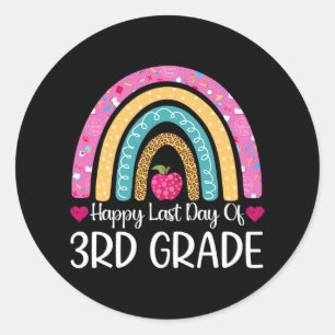 Happy Last Day Of 3rd Grade School Teacher Leopard Classic Round Sticker
