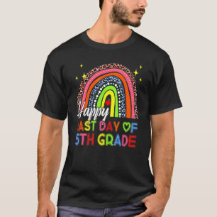 Happy Last Day Of 5th Grade Teacher Leopard Rainbo T-Shirt