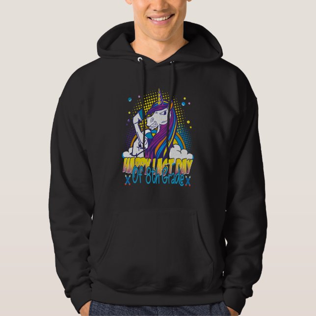 Happy Last Day Of 8th Grade Unicorn Boys Girls Hoodie (Front)