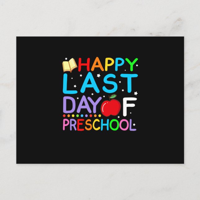 Happy Last Day Of Preschool Graduation Announcement Postcard (Front)