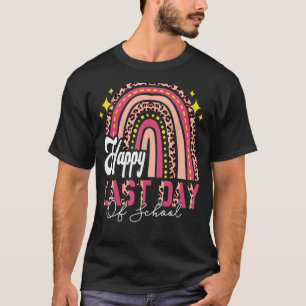 Happy Last Day Of School Cute Rainbow Pink Leopard T-Shirt
