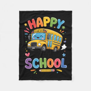Happy Last Day Of School Cute School Bus Summer Fleece Blanket