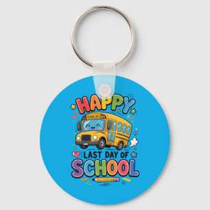 Happy Last Day Of School Cute School Bus Summer Key Ring