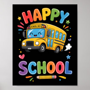 Happy Last Day Of School Cute School Bus Summer Poster