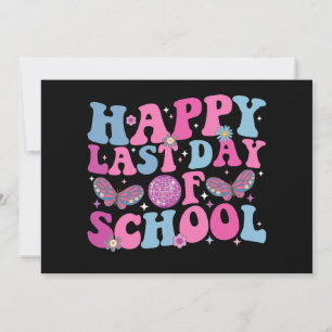 Happy Last Day Of School Disco Ball Groovy Retro Invitation