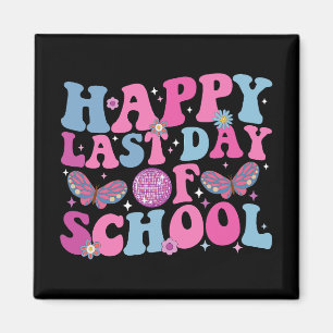 Happy Last Day Of School Disco Ball Groovy Retro Magnet