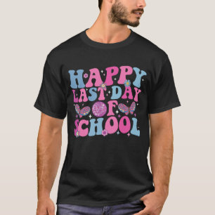 Happy Last Day Of School Disco Ball Groovy Retro T-Shirt