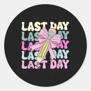 Happy Last Day Of School Girls Coquette Bow Hello Classic Round Sticker