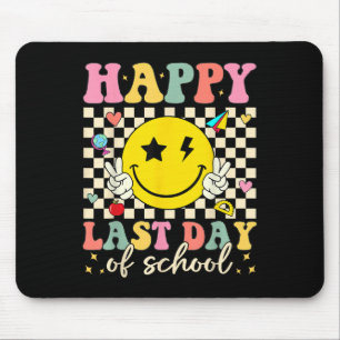 Happy Last Day Of School Groovy Smile Face Teacher Mouse Mat