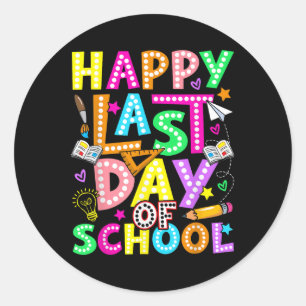 Happy Last Day Of School Groovy Teacher Student Gr Classic Round Sticker