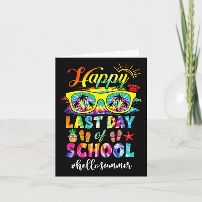Happy Last Day Of School Hello Summer Teacher Stud Card (Front)