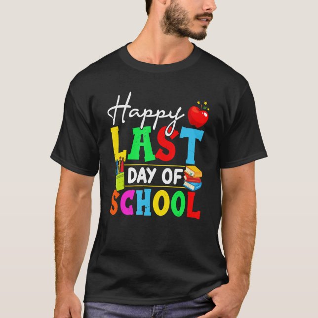 Happy Last Day Of School Hello Summer Teacher Stud T-Shirt (Front)
