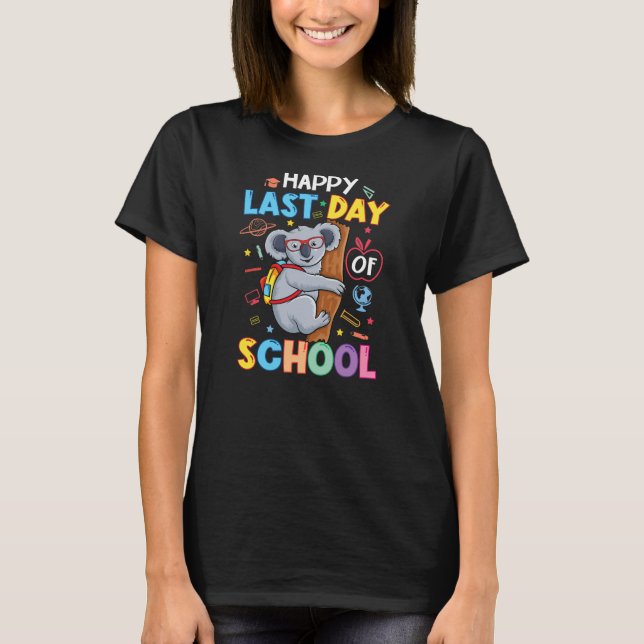Happy Last Day of School Kid Teacher cute koala T-Shirt (Front)