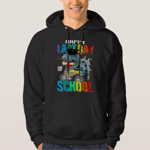 Happy Last Day Of School Monster Truck Dinosaur Hoodie