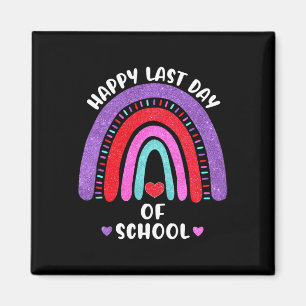 Happy Last Day Of School Rainbow Hearts Girls Kids Magnet
