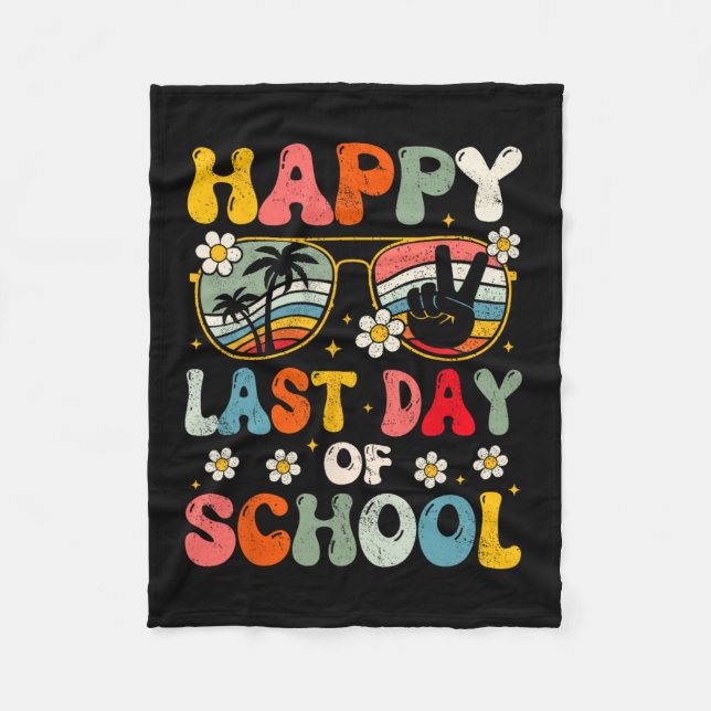 Happy Last Day Of School Summer Teacher Boys Girls Fleece Blanket (Front)