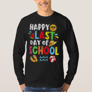 Happy Last Day Of School Summer Time Cute Sun Stud T-Shirt