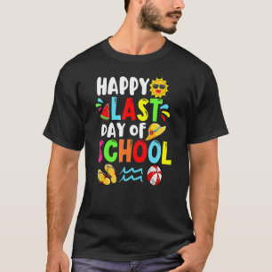 Happy Last Day Of School Summer Time Cute Sun Stud T-Shirt