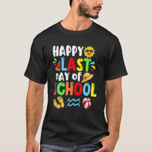 Happy Last Day Of School Summer Time Cute Sun Stud T-Shirt