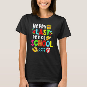 Happy Last Day Of School Summer Time Cute Sun Stud T-Shirt