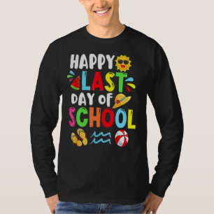Happy Last Day Of School Summer Time Cute Sun Stud T-Shirt