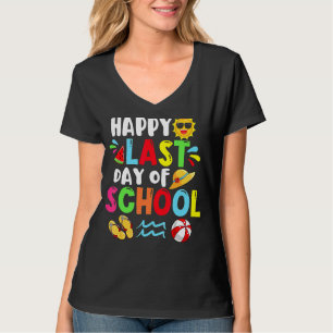 Happy Last Day Of School Summer Time Cute Sun Stud T-Shirt