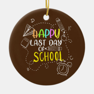 Happy Last Day Of School Teacher Student Ceramic Tree Decoration