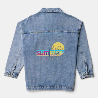 Happy Last Day of School Teacher Student Hello Sum Denim Jacket