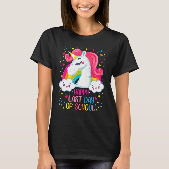 Happy Last Day Of School Teacher Unicorn Student G T-Shirt (Front)