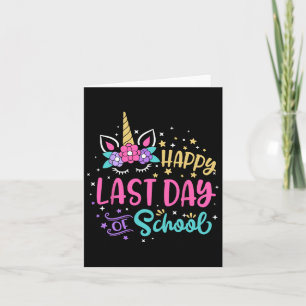 Happy Last Day Of School Unicorn Face Hello Summer Card