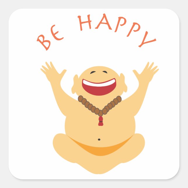 Happy Laughing Buddha Square Sticker (Front)