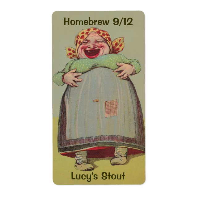 Happy Laughing Lady Home Brewing Beer Bottle Label (Front)