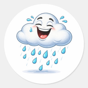 Happy Laughing Rain Cloud Art Sticker