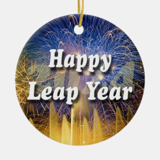 Happy Leap Year 2024 Ceramic Tree Decoration (Front)