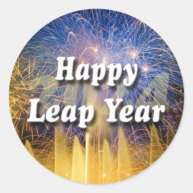 Happy Leap Year 2024 Classic Round Sticker (Front)